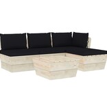 VidaXL 5-delige Loungeset met kussens pallet vurenhout