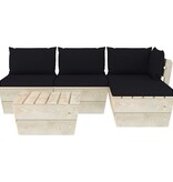 VidaXL 5-delige Loungeset met kussens pallet vurenhout
