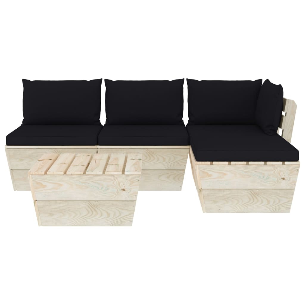 VidaXL 5-delige Loungeset met kussens pallet vurenhout