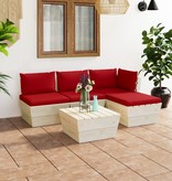 VidaXL 5-delige Loungeset met kussens pallet vurenhout