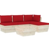 VidaXL 5-delige Loungeset met kussens pallet vurenhout