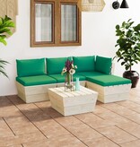 VidaXL 5-delige Loungeset met kussens pallet vurenhout