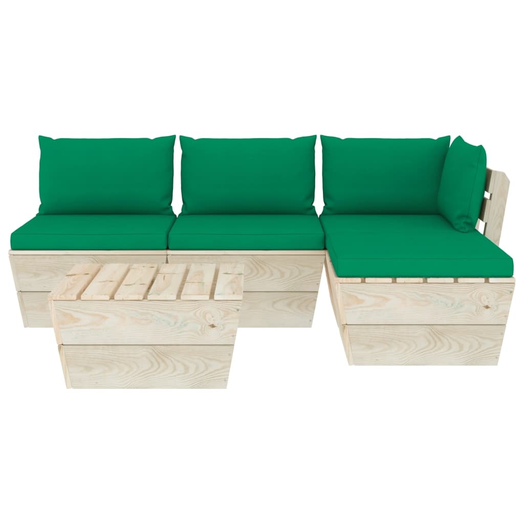 VidaXL 5-delige Loungeset met kussens pallet vurenhout