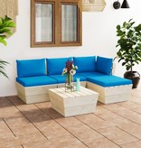 VidaXL 5-delige Loungeset met kussens pallet vurenhout