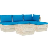 VidaXL 5-delige Loungeset met kussens pallet vurenhout