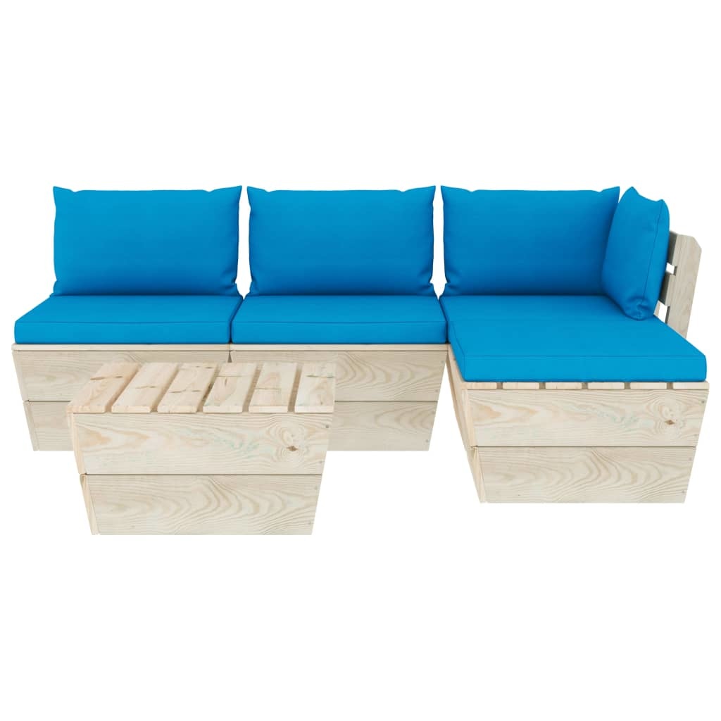 VidaXL 5-delige Loungeset met kussens pallet vurenhout