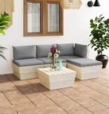 VidaXL 5-delige Loungeset met kussens pallet vurenhout