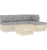 VidaXL 5-delige Loungeset met kussens pallet vurenhout