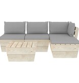 VidaXL 5-delige Loungeset met kussens pallet vurenhout