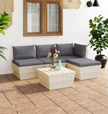 VidaXL 5-delige Loungeset met kussens pallet vurenhout