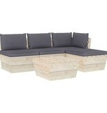 VidaXL 5-delige Loungeset met kussens pallet vurenhout