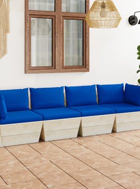 VidaXL Tuinbank 4-zits met kussens pallet vurenhout
