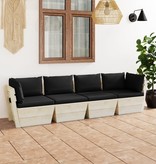 VidaXL Tuinbank 4-zits met kussens pallet vurenhout