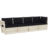 VidaXL Tuinbank 4-zits met kussens pallet vurenhout