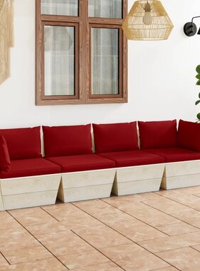 VidaXL Tuinbank 4-zits met kussens pallet vurenhout