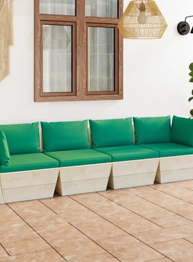 VidaXL Tuinbank 4-zits met kussens pallet vurenhout