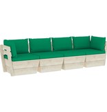 VidaXL Tuinbank 4-zits met kussens pallet vurenhout