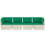 VidaXL Tuinbank 4-zits met kussens pallet vurenhout