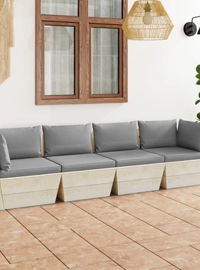 VidaXL Tuinbank 4-zits met kussens pallet vurenhout