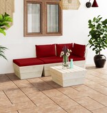 VidaXL 4-delige Loungeset met kussens pallet vurenhout