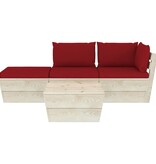 VidaXL 4-delige Loungeset met kussens pallet vurenhout