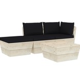 VidaXL 4-delige Loungeset met kussens pallet vurenhout