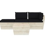 VidaXL 4-delige Loungeset met kussens pallet vurenhout