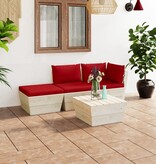 VidaXL 4-delige Loungeset met kussens pallet vurenhout