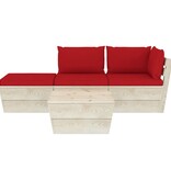 VidaXL 4-delige Loungeset met kussens pallet vurenhout