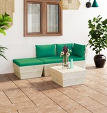 VidaXL 4-delige Loungeset met kussens pallet vurenhout