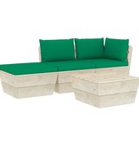 VidaXL 4-delige Loungeset met kussens pallet vurenhout
