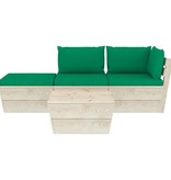 VidaXL 4-delige Loungeset met kussens pallet vurenhout