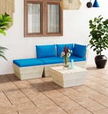 VidaXL 4-delige Loungeset met kussens pallet vurenhout