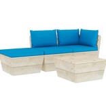 VidaXL 4-delige Loungeset met kussens pallet vurenhout