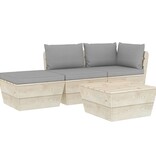 VidaXL 4-delige Loungeset met kussens pallet vurenhout