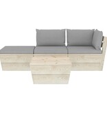 VidaXL 4-delige Loungeset met kussens pallet vurenhout