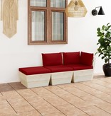 VidaXL 3-delige Loungeset met kussens pallet vurenhout