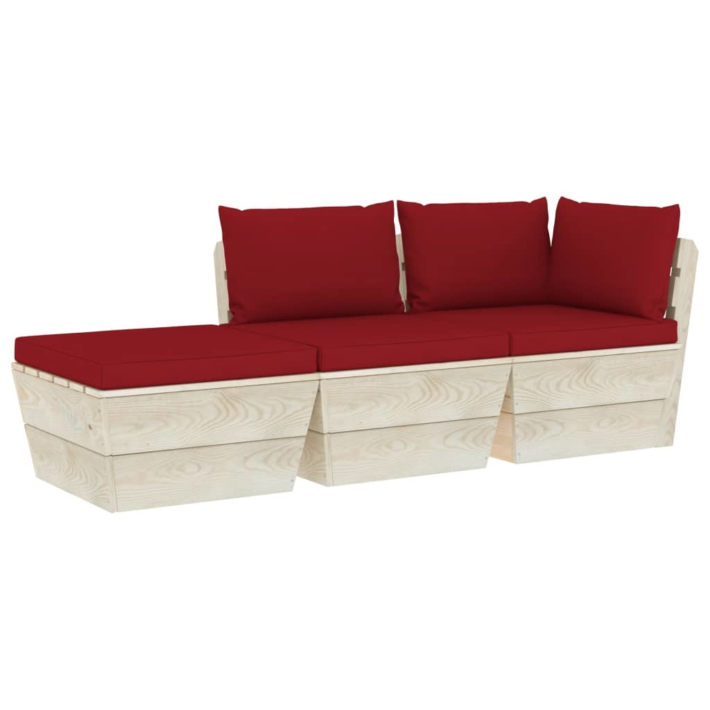 VidaXL 3-delige Loungeset met kussens pallet vurenhout