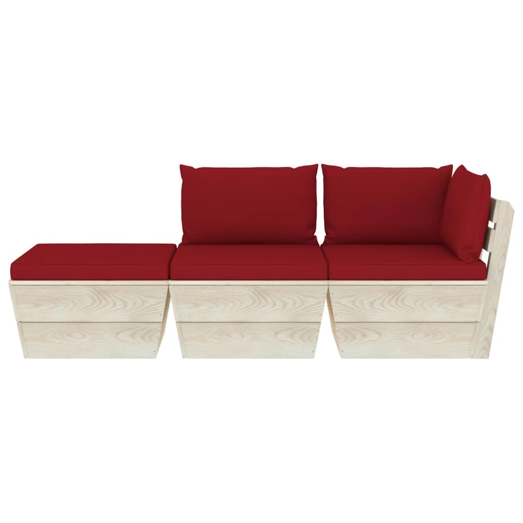 VidaXL 3-delige Loungeset met kussens pallet vurenhout