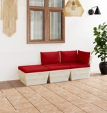 VidaXL 3-delige Loungeset met kussens pallet vurenhout