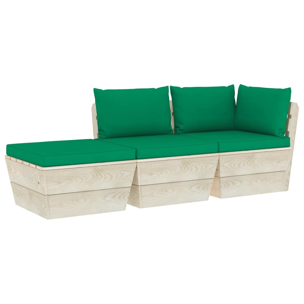 VidaXL 3-delige Loungeset met kussens pallet vurenhout