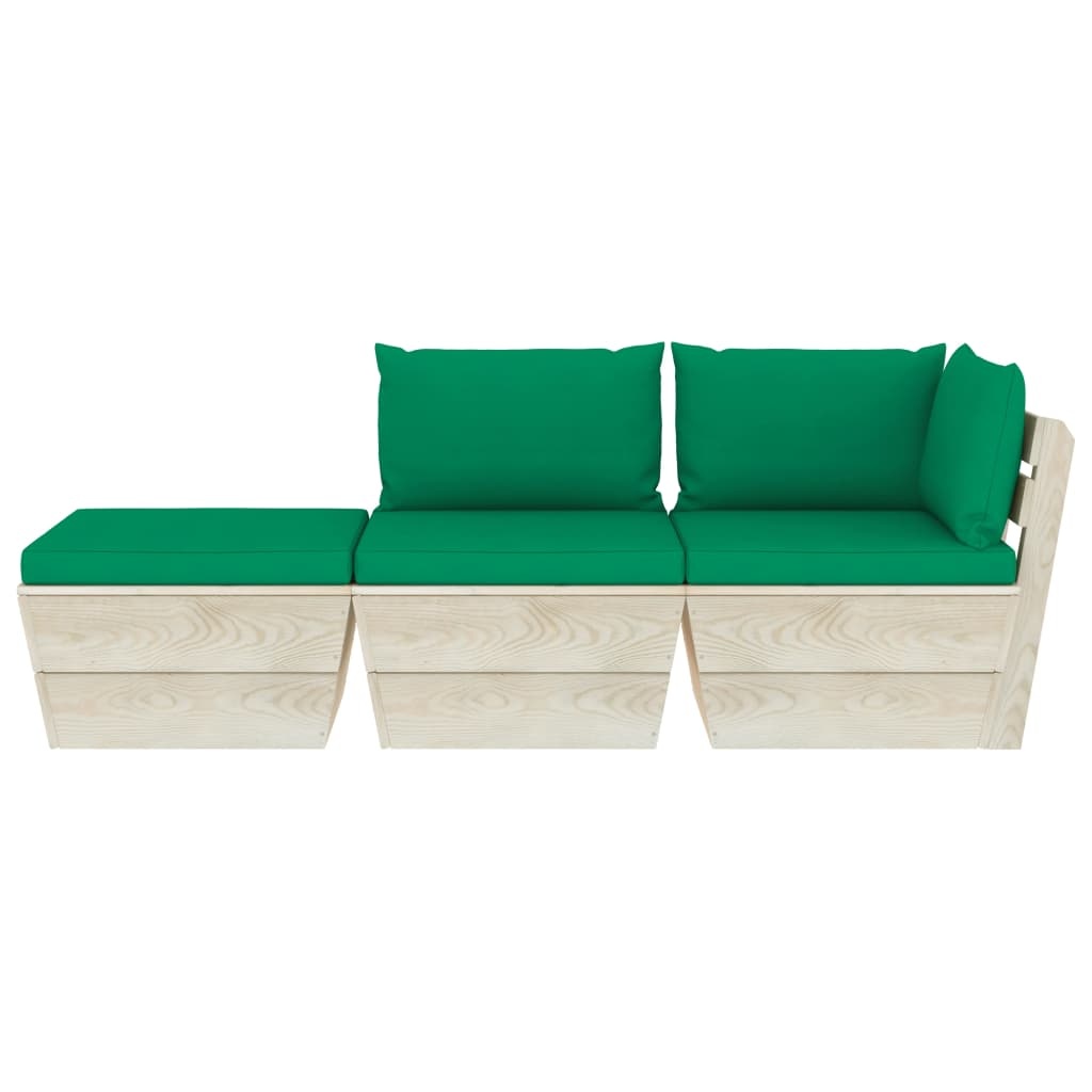 VidaXL 3-delige Loungeset met kussens pallet vurenhout