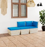 VidaXL 3-delige Loungeset met kussens pallet vurenhout