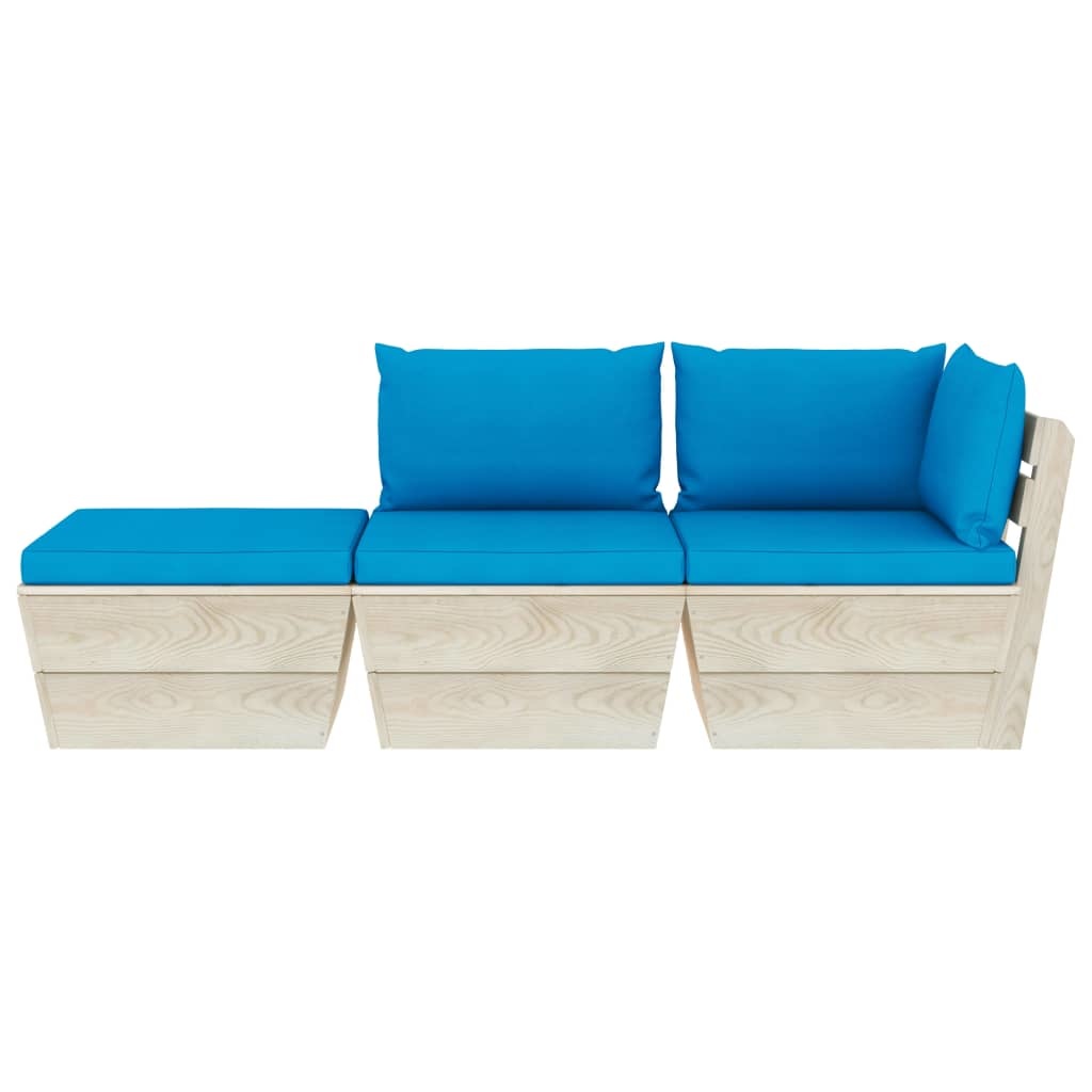 VidaXL 3-delige Loungeset met kussens pallet vurenhout