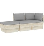 VidaXL 3-delige Loungeset met kussens pallet vurenhout