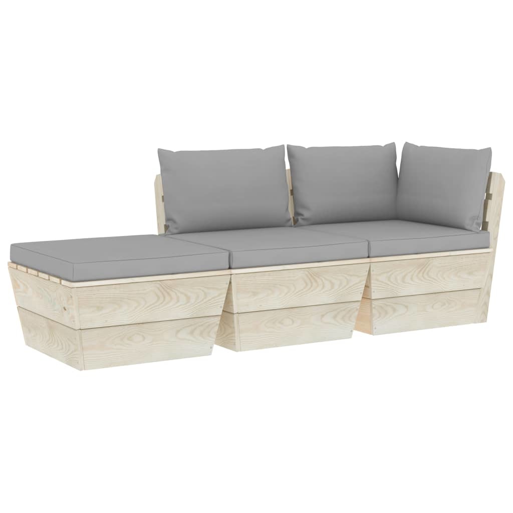 VidaXL 3-delige Loungeset met kussens pallet vurenhout