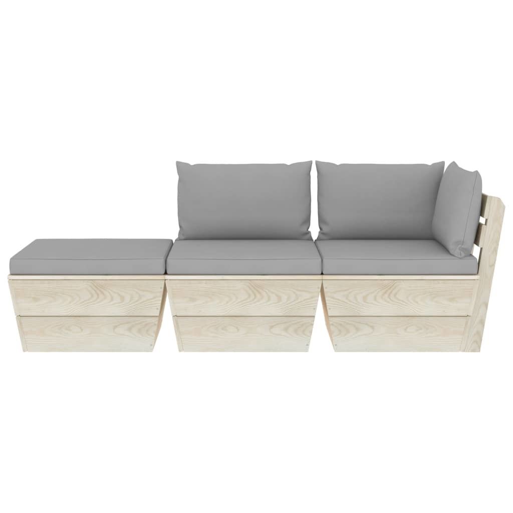 VidaXL 3-delige Loungeset met kussens pallet vurenhout