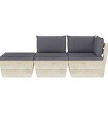 VidaXL 3-delige Loungeset met kussens pallet vurenhout
