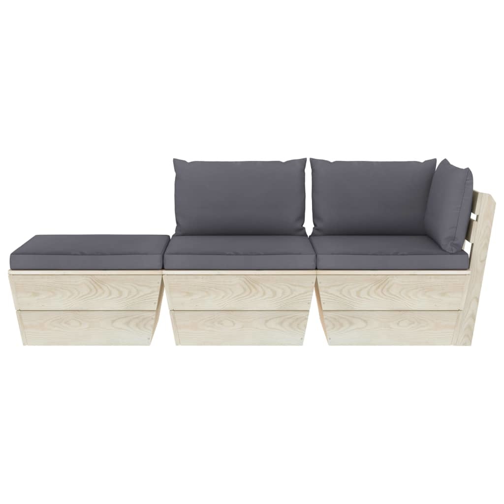 VidaXL 3-delige Loungeset met kussens pallet vurenhout