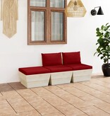 VidaXL 3-delige Loungeset met kussens pallet vurenhout